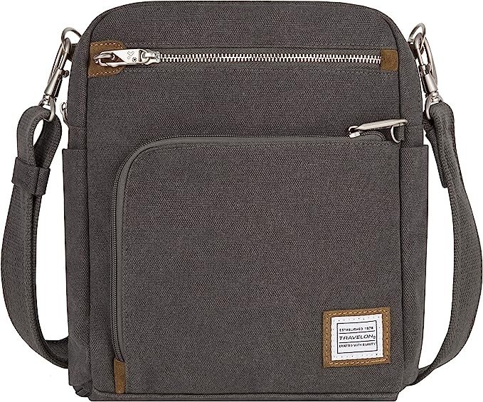 Travelon Anti-Theft Heritage Tour Bag, Pewter - 33074 540 9 x 11.5 x 3