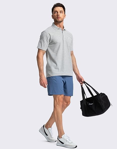 Pinkbomb Men's Golf Shorts with 6 Pockets Stretch Quick Dry Hiking Work Dress Shorts for Men