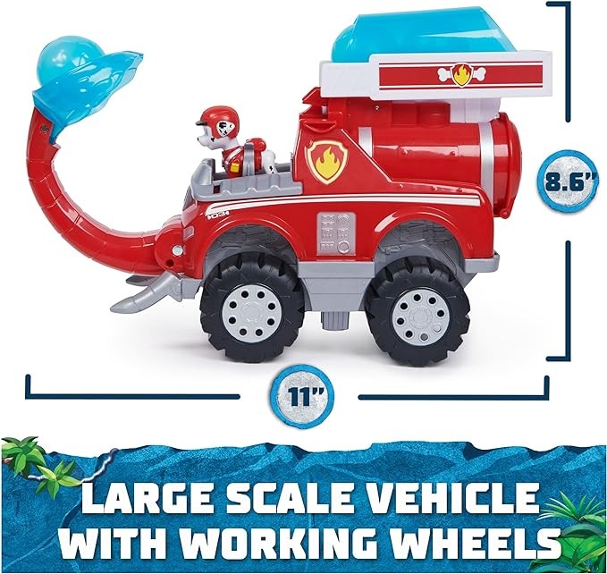 PAW Patrol Jungle Pups, Marshall Elephant Firetruck with Projectile Launcher, Toy Truck with Action Figure, Kids Toys for Boys & Girls Ages 3 and Up