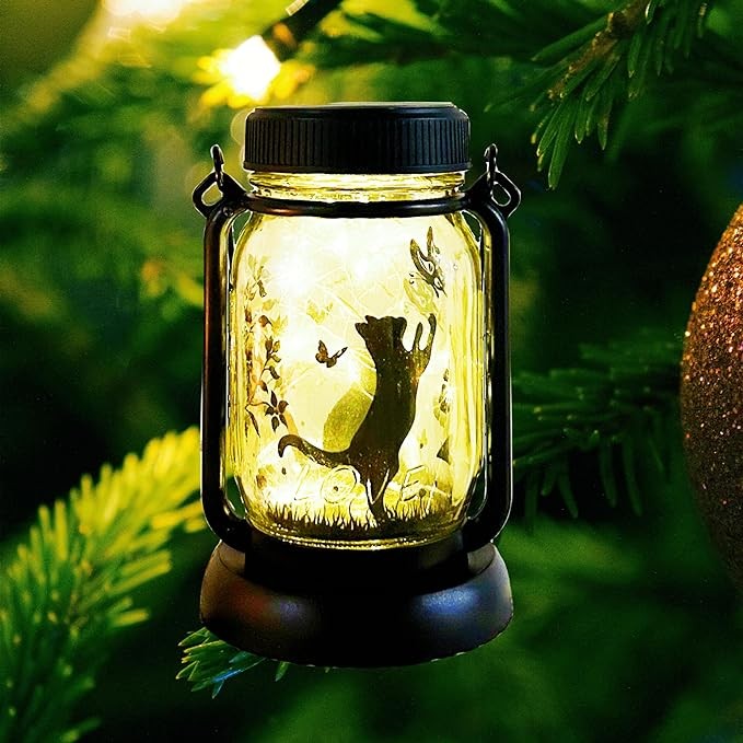 Cat Solar Garden Lights, Mothers Day Gift, Gift for Mother/Grandma/Women, Garden Gift, Yard Gift, lamp Decor, Patio Outdoor Porch Waterproof Solar Lanterns, Solar Powered Outdoor Decor Lights