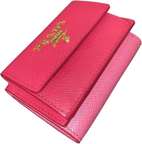Prada Wallets Women's Pink Saffiano Leather Small Trifold Wallet 1MH021 Leather Wallet For Women