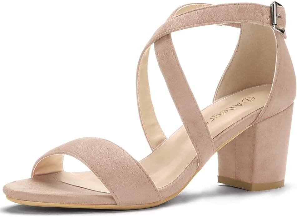 Allegra K Women's Crisscross Ankle Strap Block Heel Sandals