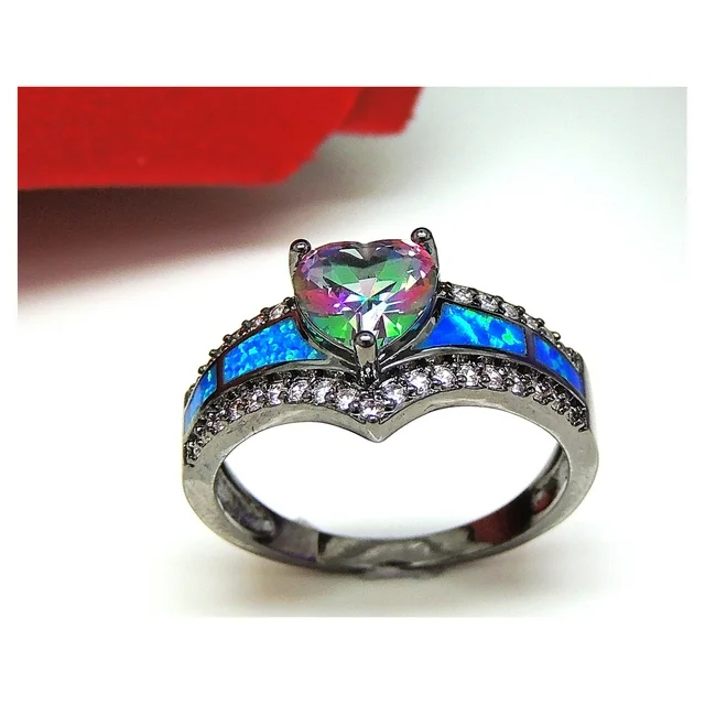 Mystic Heart Promise Engagement Ring for Women CZ Black Gothic Ginger Lyne Collection